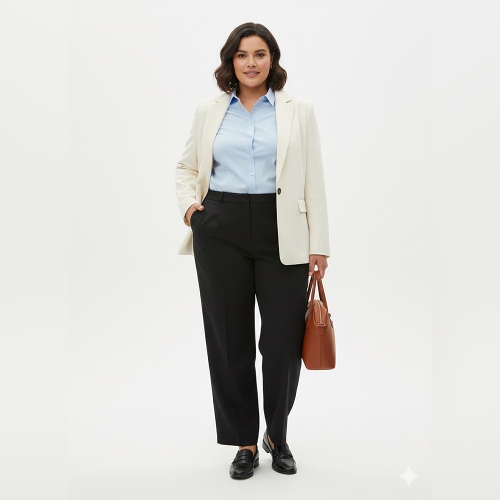 Mona Thompson 16W Black Straight Leg Dress Pants Stretch Career Plus